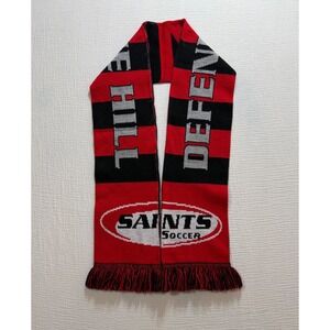 Saints Soccer Scarf Red Black Knit Fringe Team Fan Merchandise‎ Ruffneck Scarves